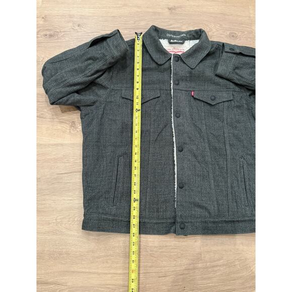 Levis x Outerknown Sherpa Trucker Jacket Mens 2XL Gray Outdoor Snap Button Camp - Picture 11 of 12